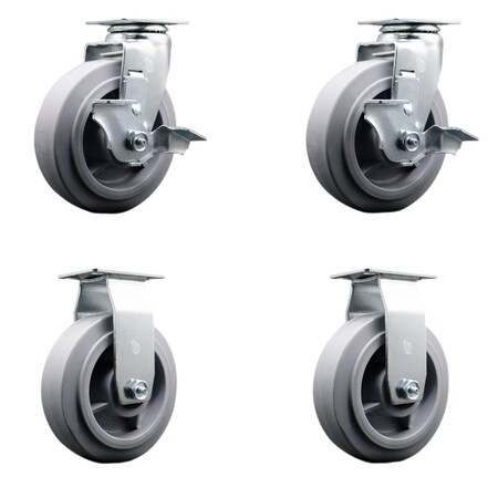 Service Caster Tool Box Caster Wheel Set 6'' Thermoplastic Rubber Swivel Casters, 4PK TOOL-SCC-20S620-TPRRF-TLB-2-R-2